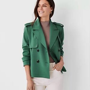 Ann Taylor Swing Trench Jacket Spring Green Size M